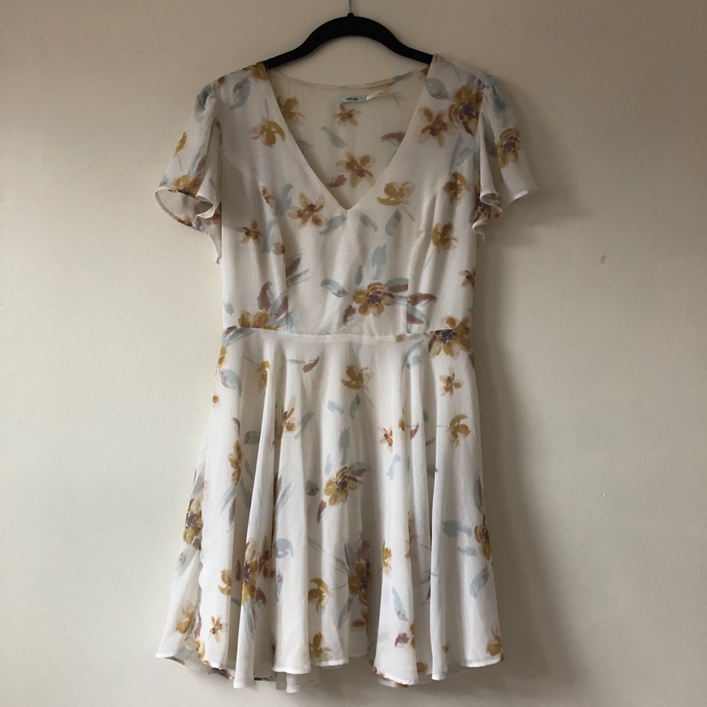 floral silky dress with flowy skirt